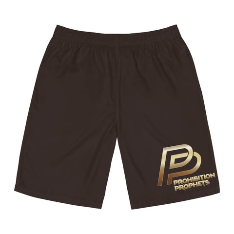 Stylish Men's Board Shorts with Gold Logo - Perfect for Beach and Pool Days