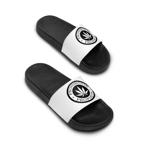 Men's Slide Sandals — Black & White Logo Pool Slides