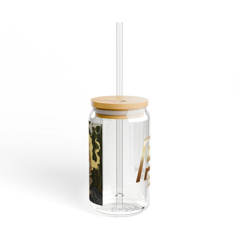 Stylish 16oz Sipper Glass with Unique Artistic Design