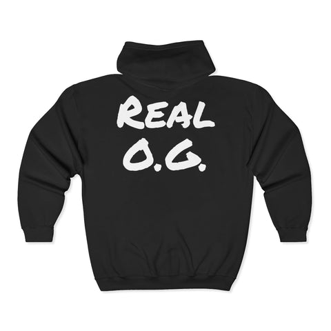 Logo with Real OG on the Back --Unisex Heavy Blend™ Full Zip Hooded Sweatshirt