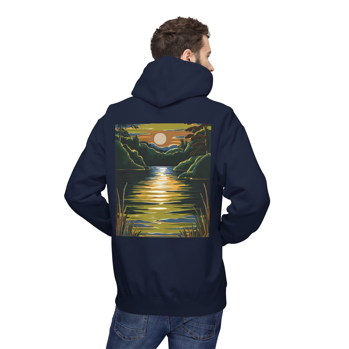 Unisex Midweight Softstyle Fleece Hoodie - Lake Design