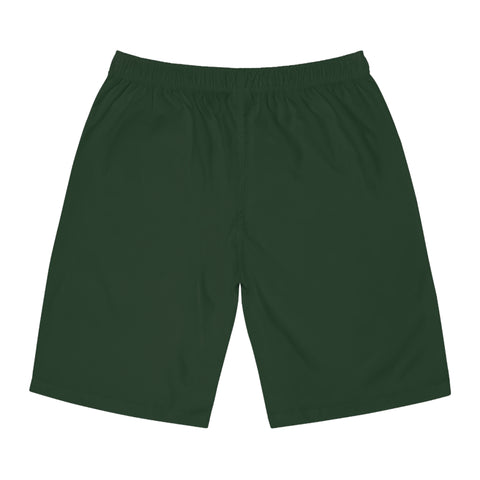 Stylish Men's Board Green Shorts with Gold Logo - Perfect for Beach and Pool Days