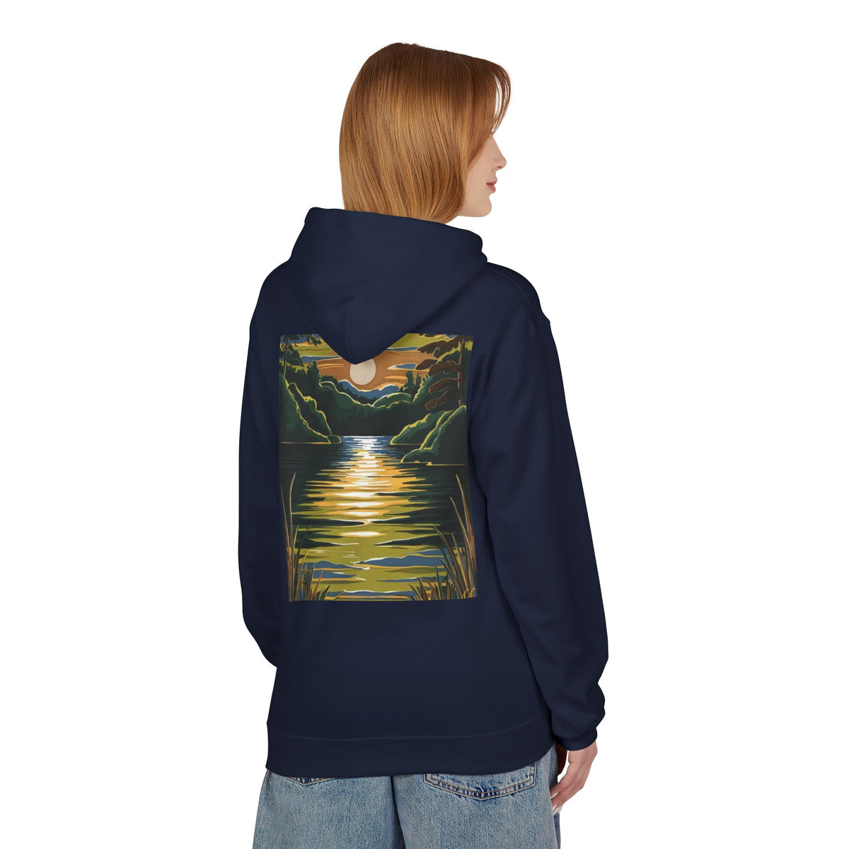 Unisex Midweight Softstyle Fleece Hoodie - Lake Design