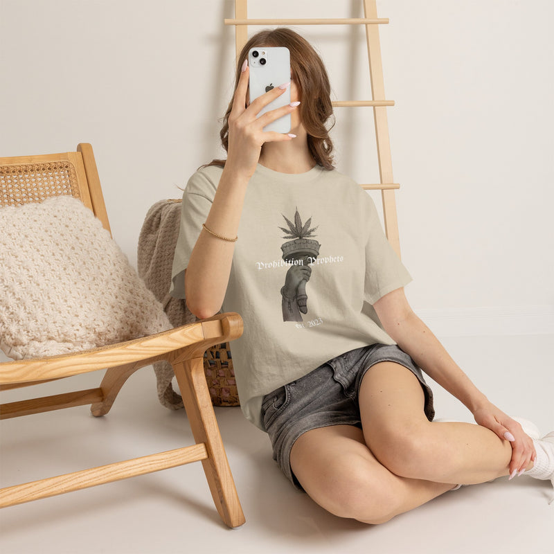 Prohibition Prophets Tee — Statue of Liberty Hand with Cannabis Crown, Est. 2023 Graphic T-Shirt