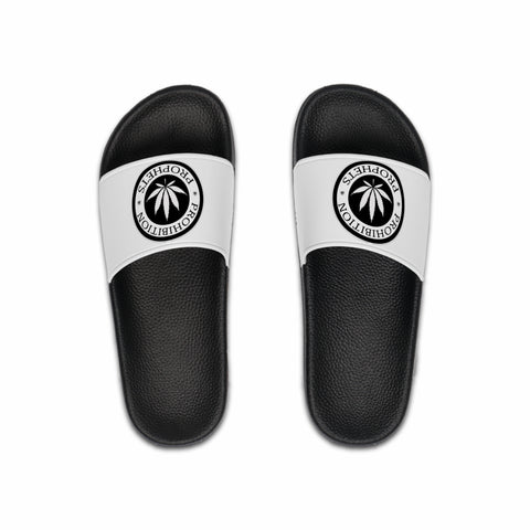 Men's Slide Sandals — Black & White Logo Pool Slides