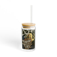 Stylish 16oz Sipper Glass with Unique Artistic Design