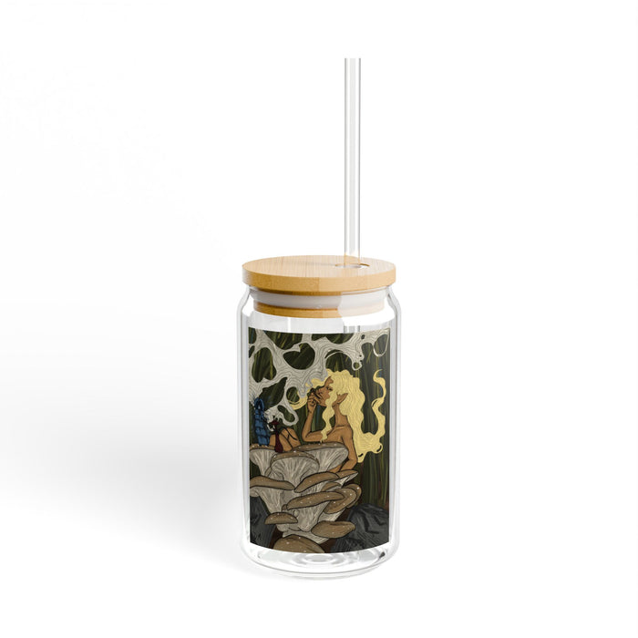 Stylish 16oz Sipper Glass with Unique Artistic Design
