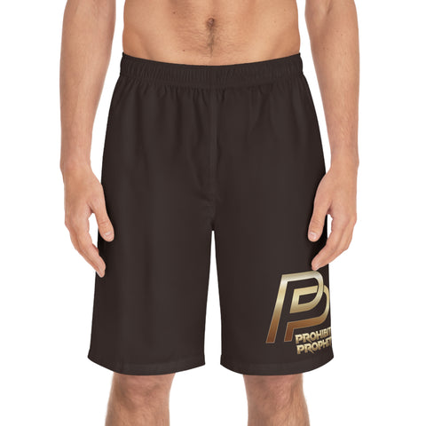 Stylish Men's Board Shorts with Gold Logo - Perfect for Beach and Pool Days