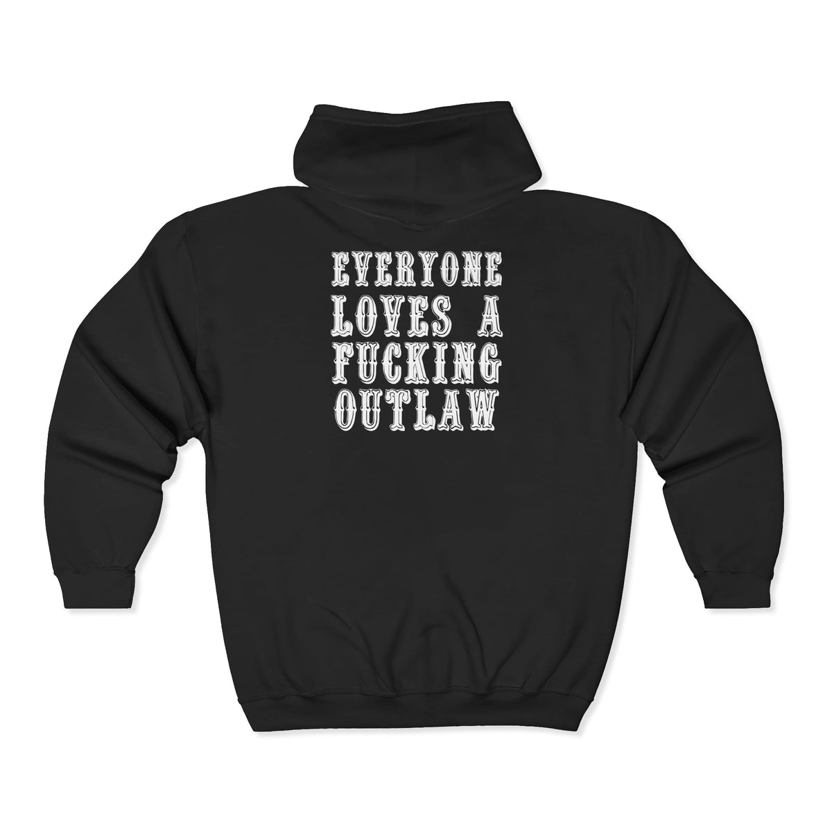Logo with Outlaw (Explicit) on the Back-- Unisex Heavy Blend™ Full Zip Hooded Sweatshirt