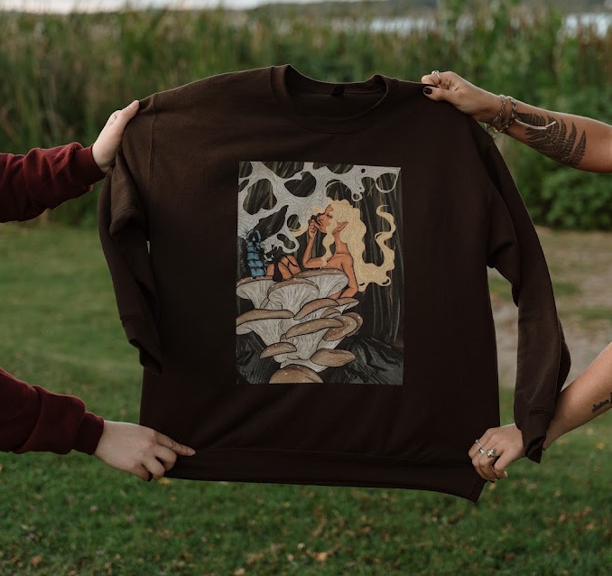 Prohibition Prophets Unisex Crewneck Sweatshirt – Artistic Mushroom Design