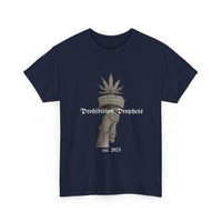 Prohibition Prophets Tee — Statue of Liberty Hand with Cannabis Crown, Est. 2023 Graphic T-Shirt