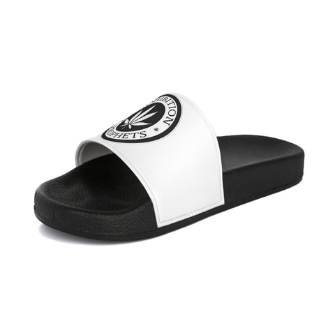 Men's Slide Sandals — Black & White Logo Pool Slides
