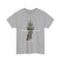 Prohibition Prophets Tee — Statue of Liberty Hand with Cannabis Crown, Est. 2023 Graphic T-Shirt