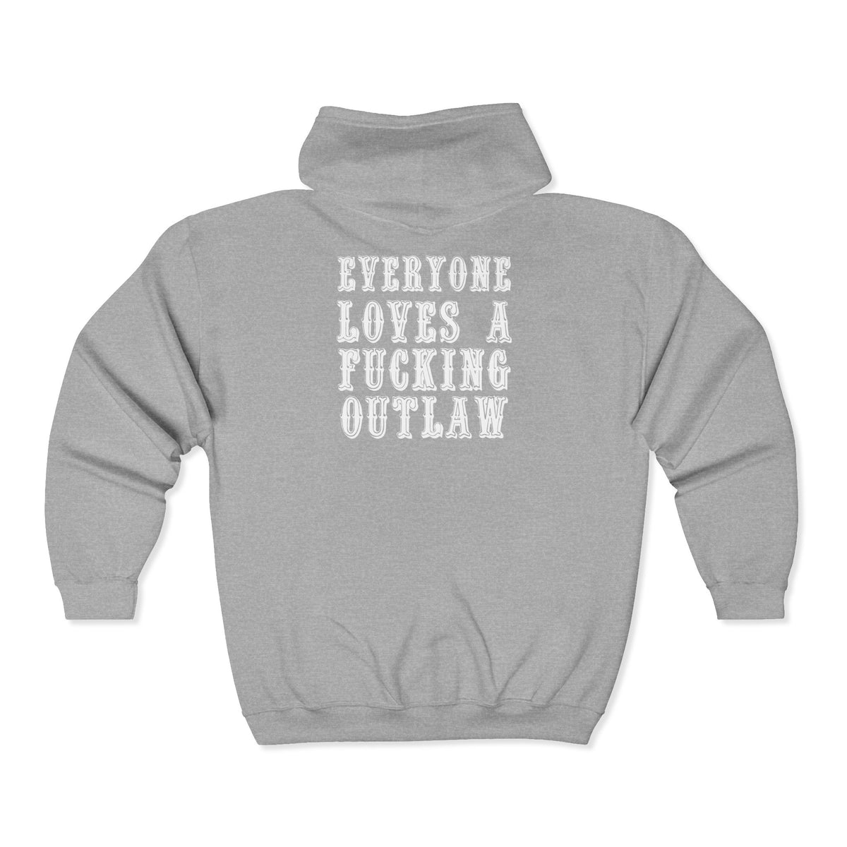 Logo with Outlaw (Explicit) on the Back-- Unisex Heavy Blend™ Full Zip Hooded Sweatshirt