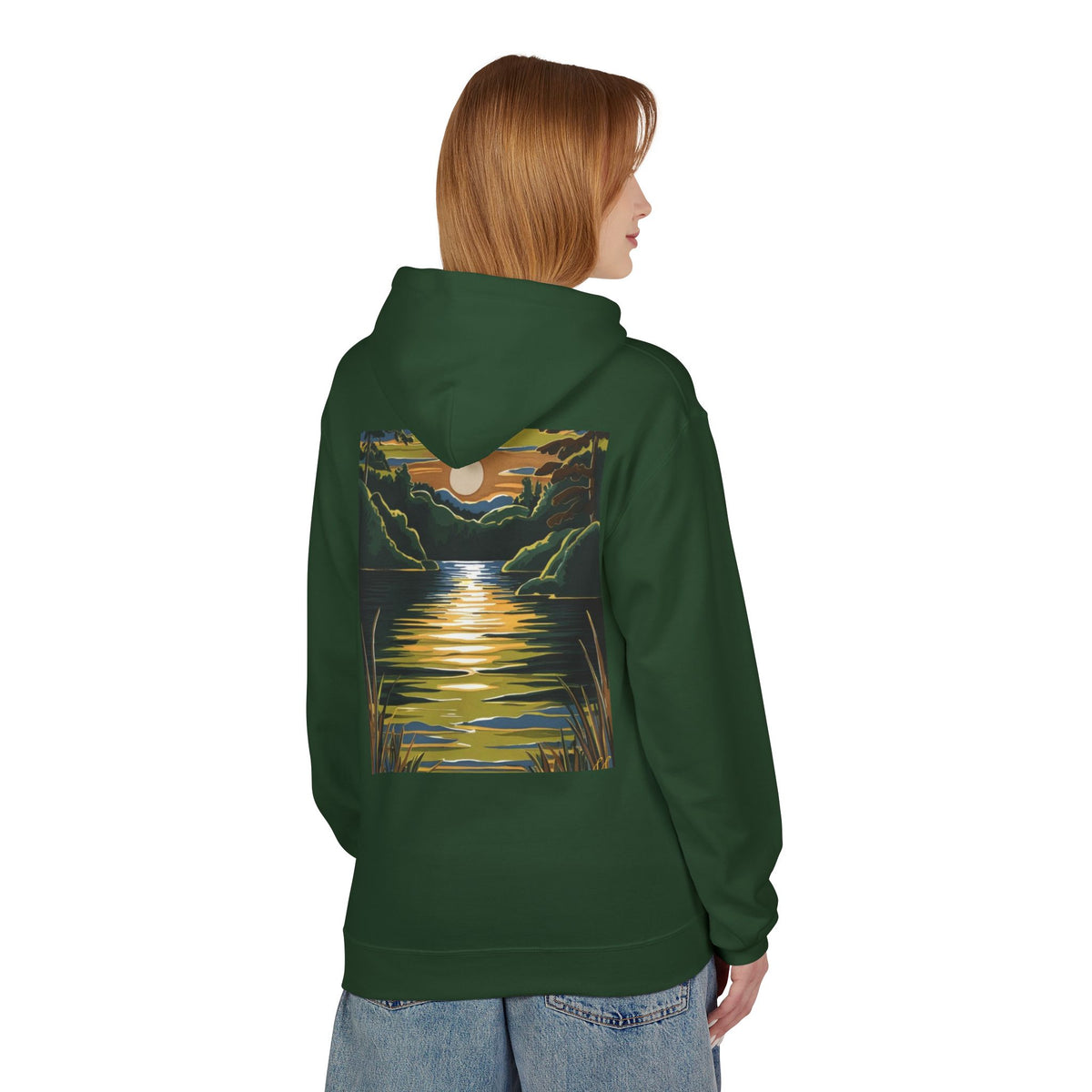 Unisex Midweight Softstyle Fleece Hoodie - Lake Design
