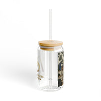 Stylish 16oz Sipper Glass with Unique Artistic Design