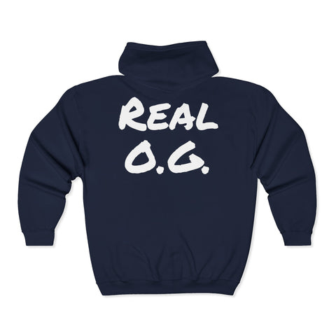 Logo with Real OG on the Back --Unisex Heavy Blend™ Full Zip Hooded Sweatshirt