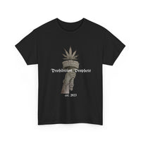 Prohibition Prophets Tee — Statue of Liberty Hand with Cannabis Crown, Est. 2023 Graphic T-Shirt