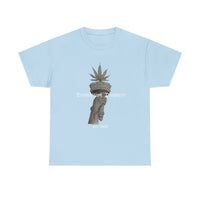 Prohibition Prophets Tee — Statue of Liberty Hand with Cannabis Crown, Est. 2023 Graphic T-Shirt
